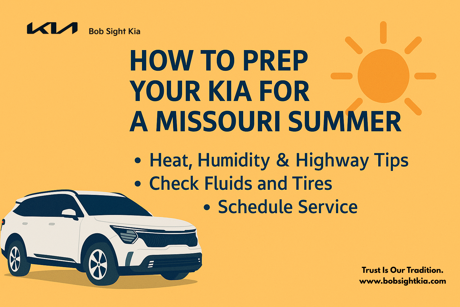 Kia SUV being serviced for summer at Bob Sight Kia in Missouri