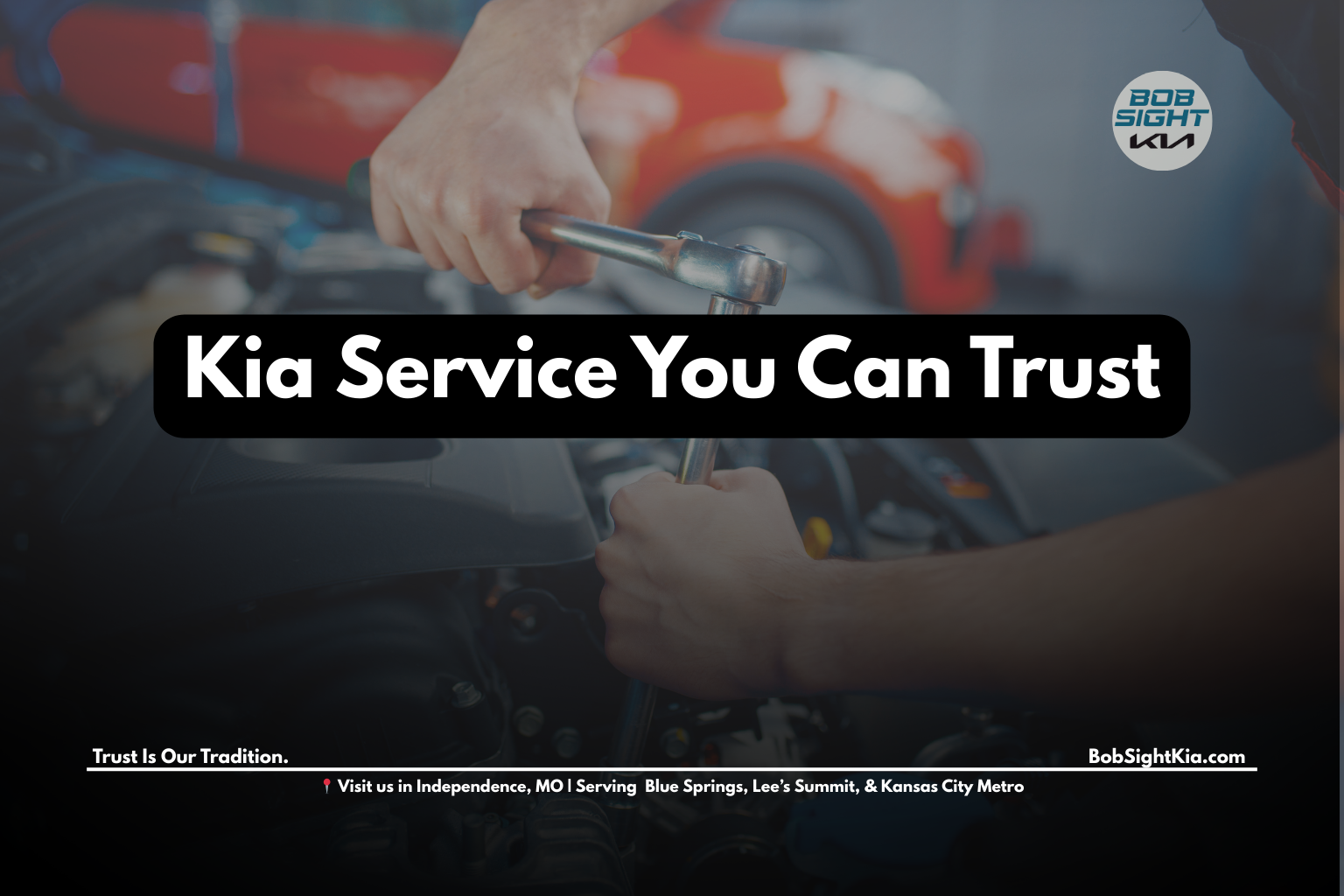 Certified Kia technician servicing a Kia vehicle at Bob Sight Kia in Independence, MO.