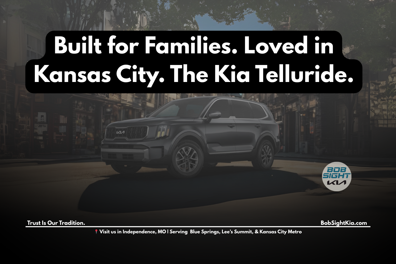 2025 Kia Telluride SUV parked in Kansas City showcasing family-friendly design at Bob Sight Kia Independence MO