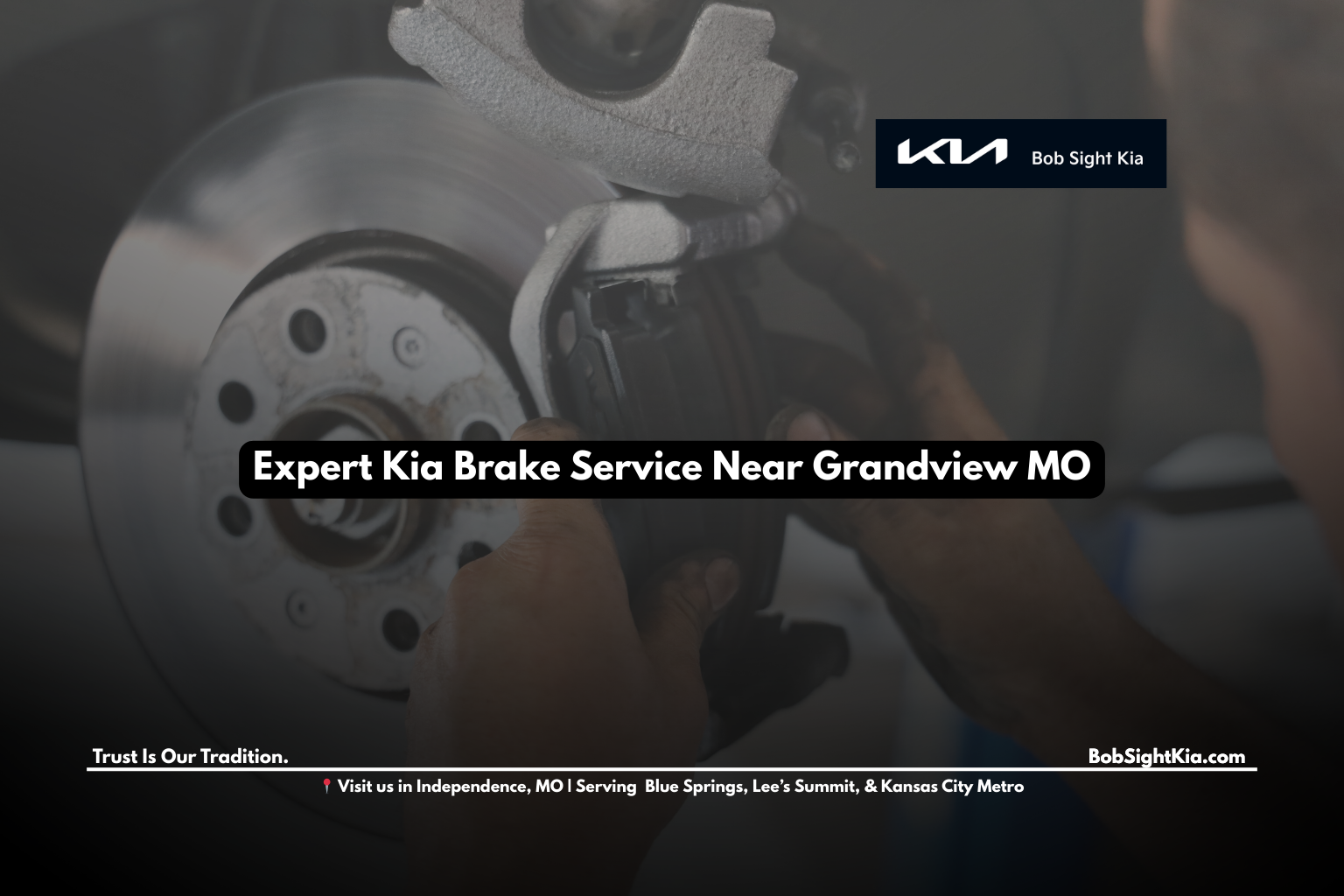 Kia technician performing brake service near Grandview MO at Bob Sight Kia Independence