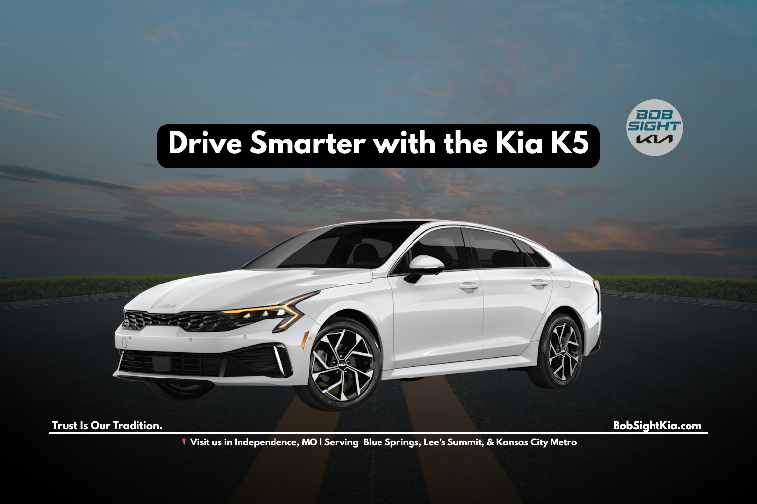 Kia K5 sedan for daily commuters in Independence MO at Bob Sight Kia.