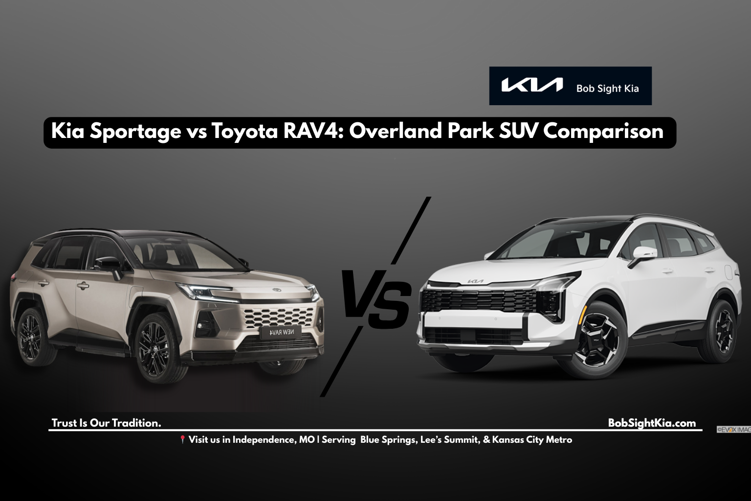 Kia Sportage and Toyota RAV4 comparison for Overland Park drivers at Bob Sight Kia Independence