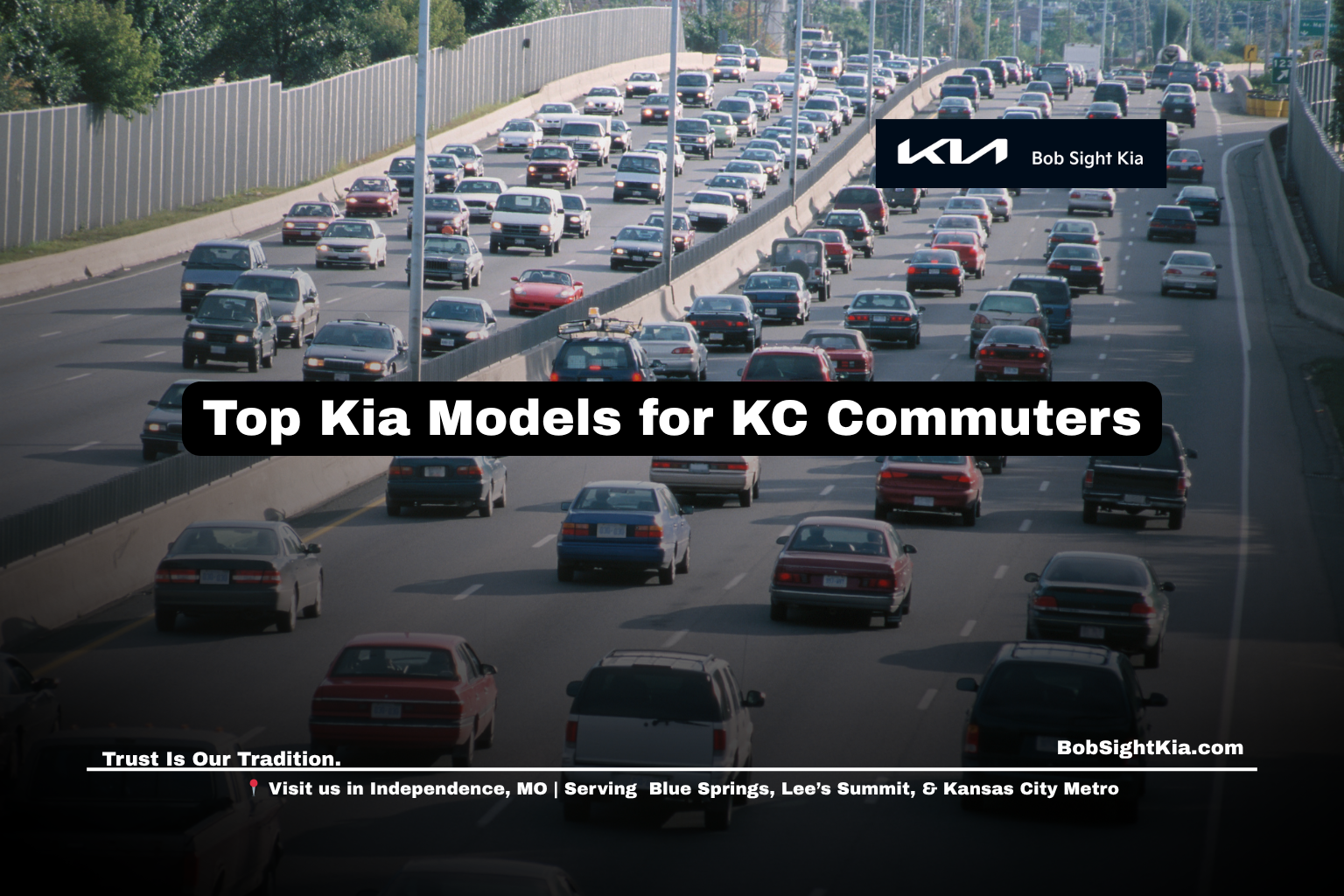 Kia models lined up at Bob Sight Kia in Independence Missouri showcasing top options for daily commuters.