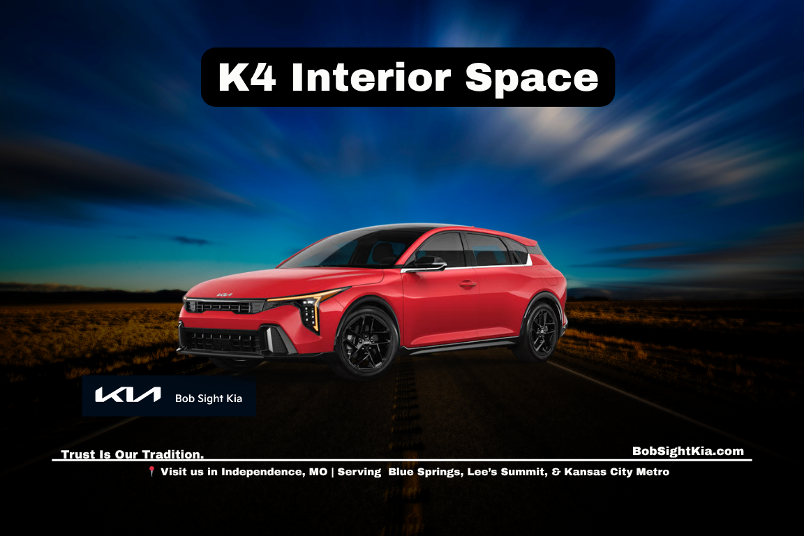 2026 Kia K4 hatchback interior space and cargo capacity at Bob Sight Kia in Independence Missouri for Kansas City Metro drivers