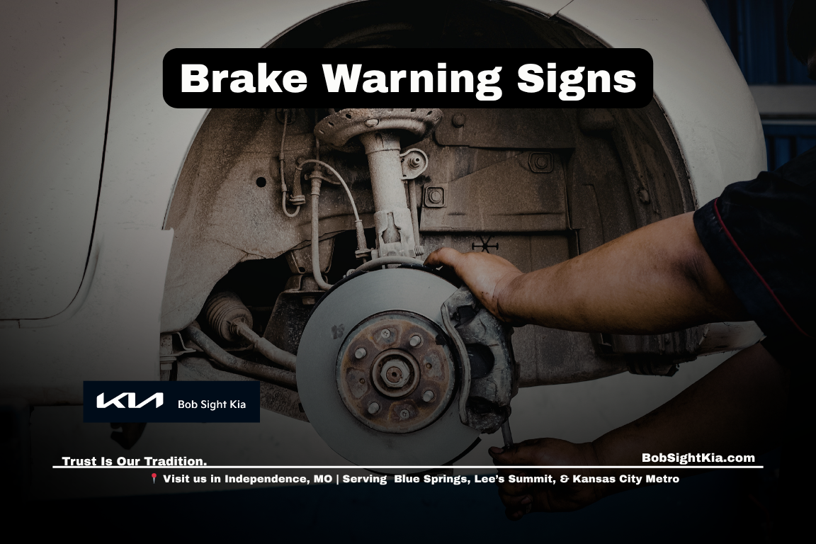 Kia brake service inspection in Independence Missouri at Bob Sight Kia for Kansas City Metro drivers showing brake system check