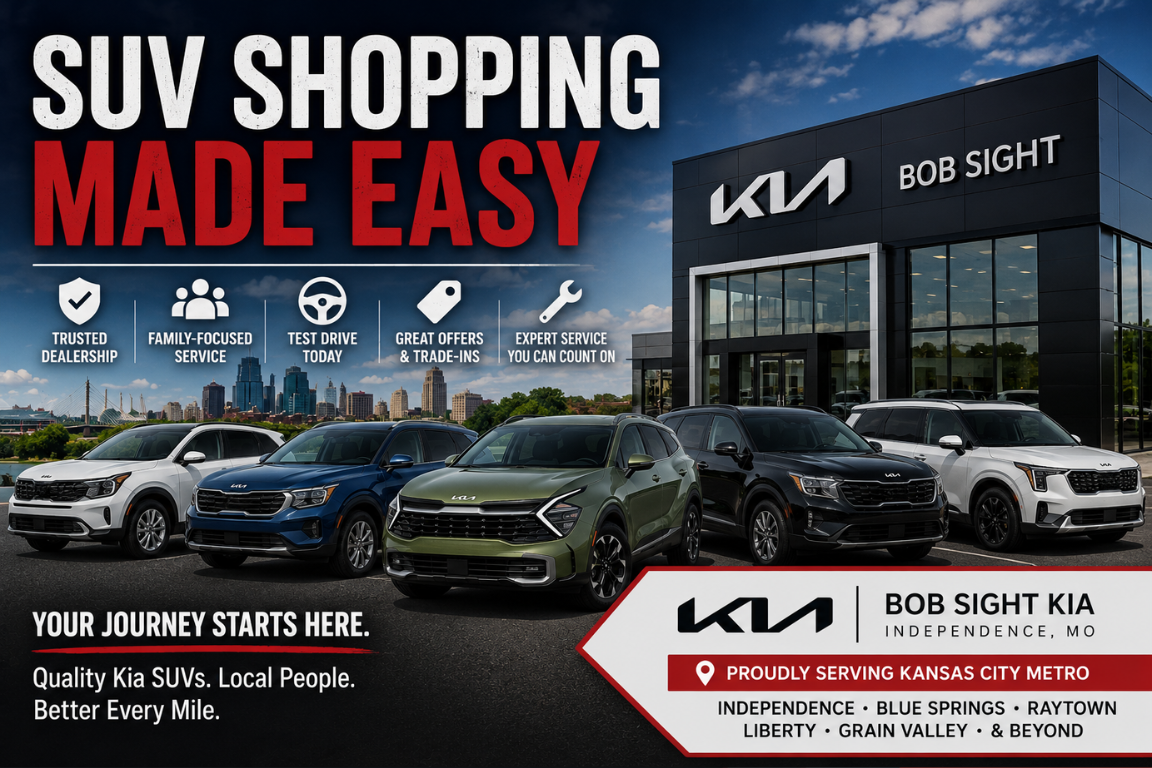 Kia dealership in the Kansas City Metro near Independence Missouri for trusted SUV shopping at Bob Sight Kia