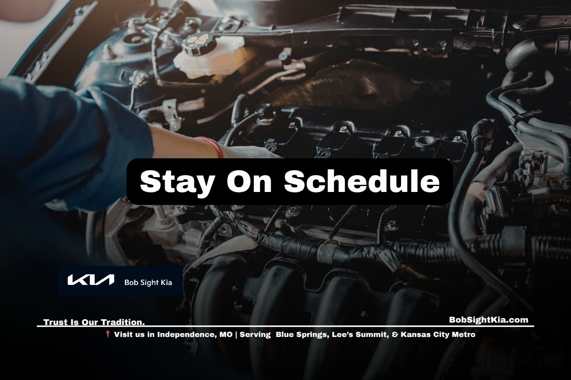 Kia maintenance service in Independence Missouri with technician performing routine inspection for Kansas City Metro drivers
