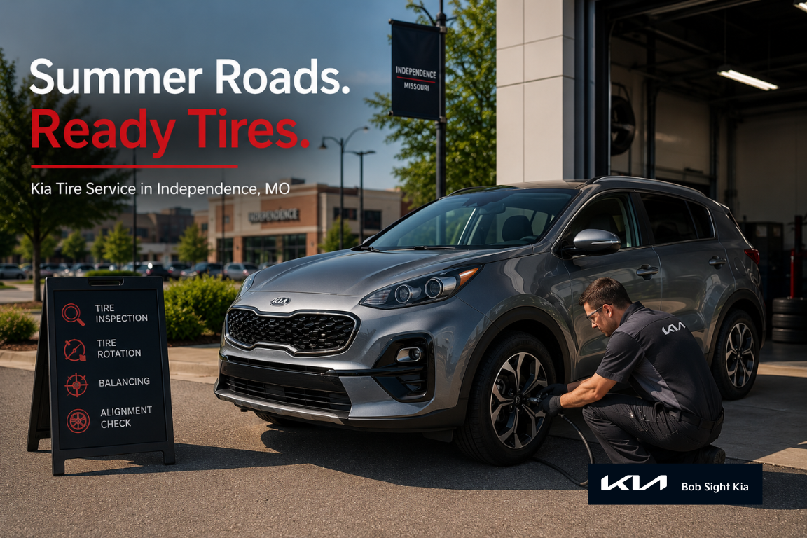 Kia tire service in Independence Missouri at Bob Sight Kia for summer driving and Kansas City road trip preparation