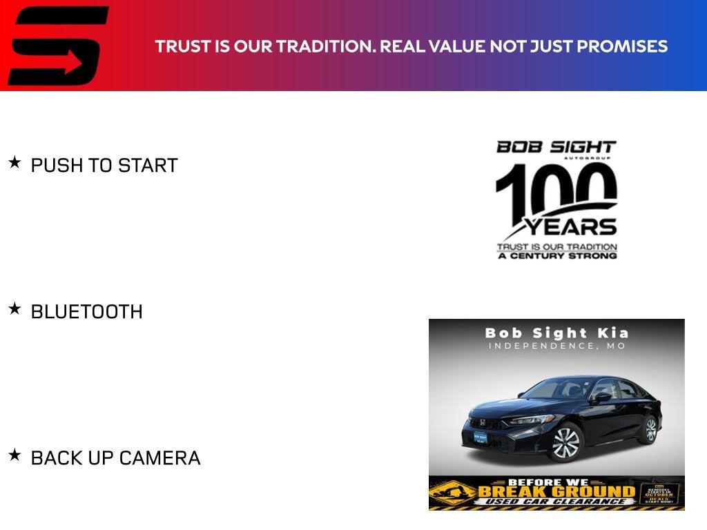 Used 2025 Honda Civic LX with VIN 2HGFE2F2XSH601030 for sale in Kansas City