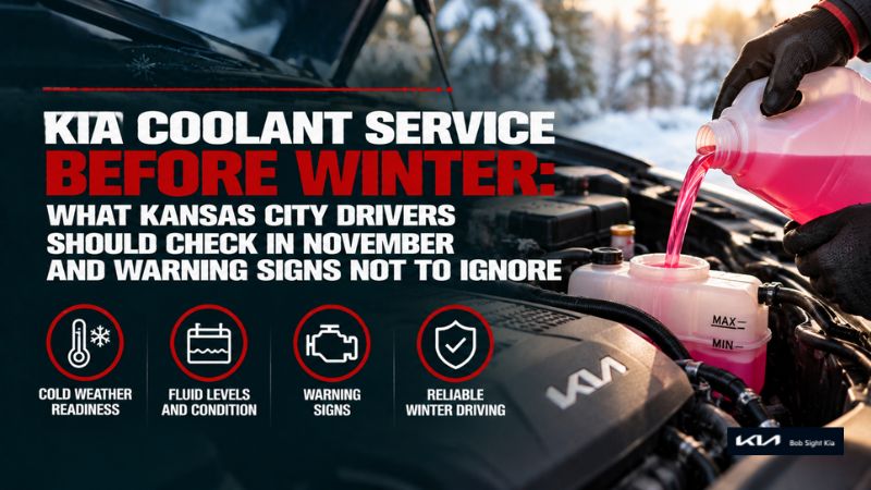 Prepare your Kia for winter with a November coolant check. Learn warning signs, freeze-protection needs, and when to schedule service near Kansas City.