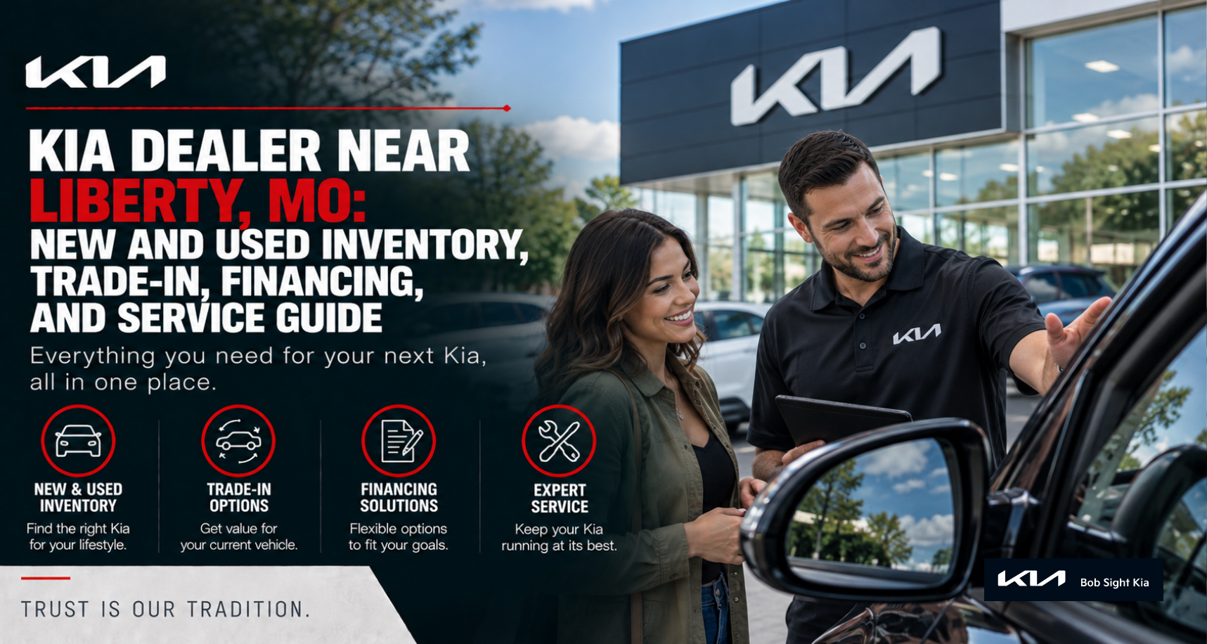 Shopping for new and used vehicles near Liberty, Missouri, with Bob Sight Kia in Independence