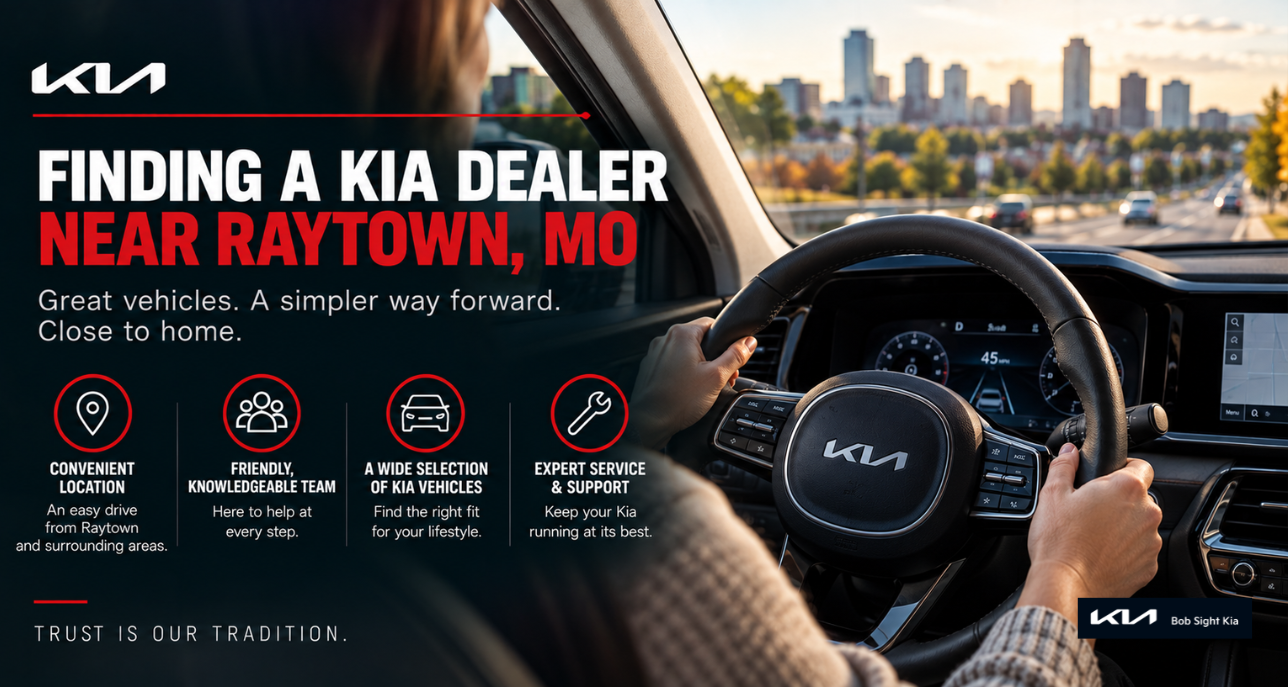 Raytown-area shoppers meeting with a Kia product specialist at Bob Sight Kia in nearby Independence, Missouri