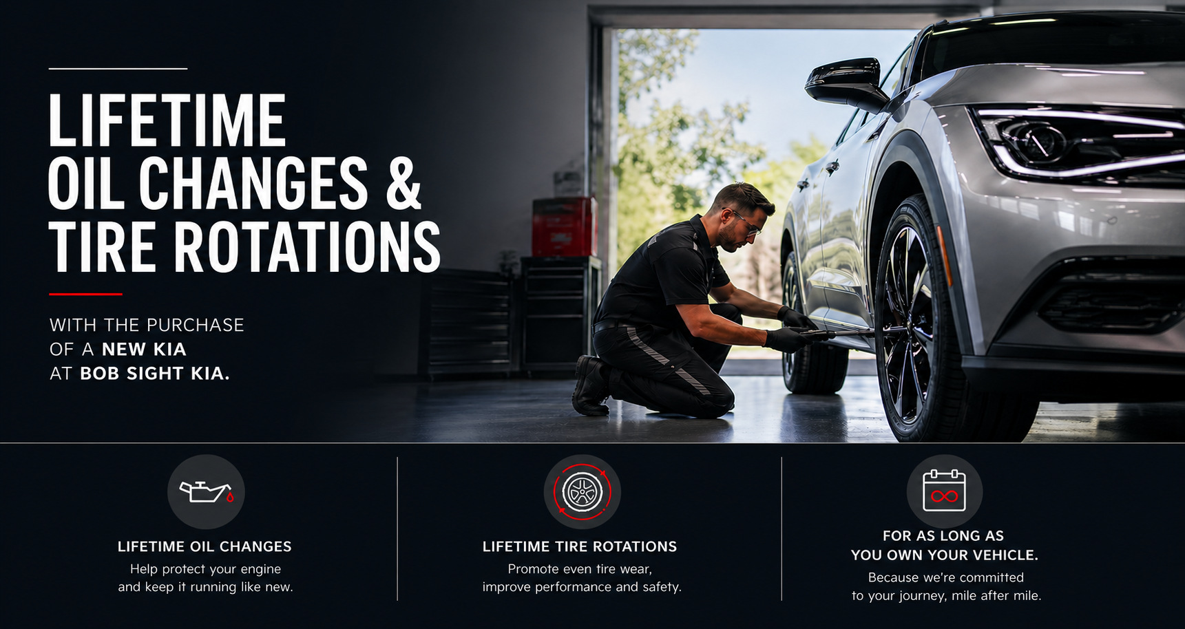 Lifetime Oil Changes and Tire Rotations at Bob Sight Kia